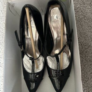 Jessica Black Patent Leather High Heel Evening Party Shoes Size 7